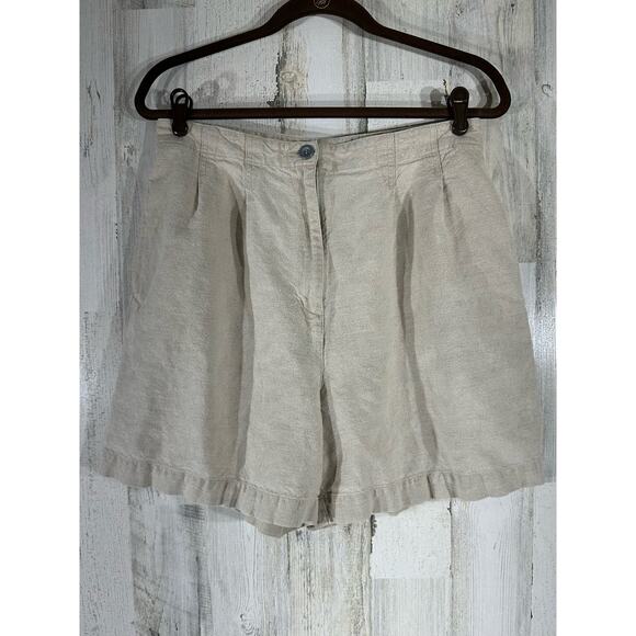 J.Jill Pants - J Jill Shorts 16 Petite (31x5.5) High Rise Beige Pleated Vintage Linen Blend